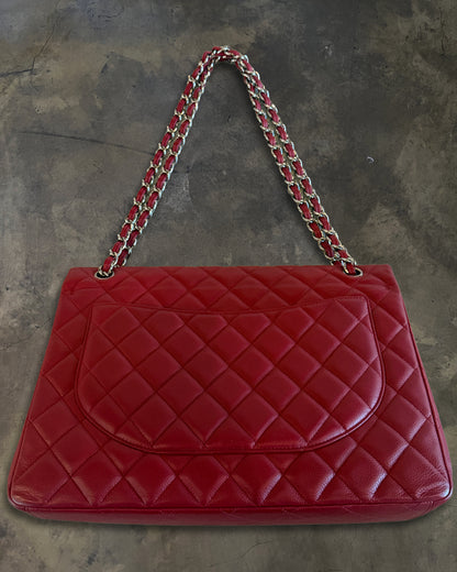 CHANEL 2010 MAROON QUILTED CAVIAR DOUBLE FLAP