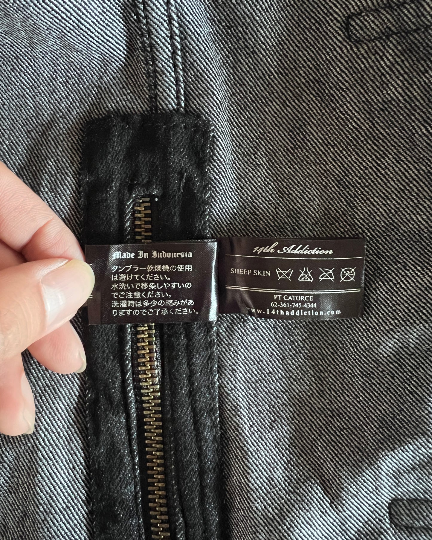 14TH ADDICTION CRASH SHEEP SKIN PATCHED RIDER JACKET