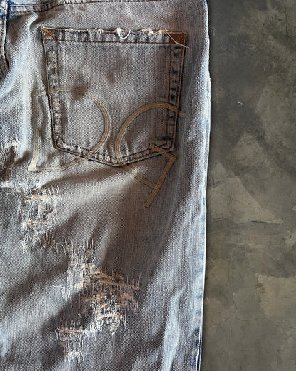 DOLCE & GABBANA LIGHT WASHED THRASHED STRAIGHT LEG DENIM