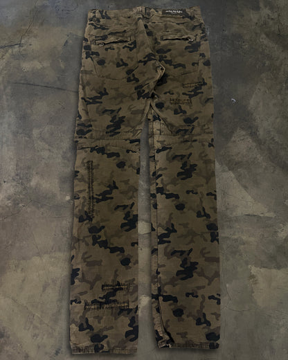 BALMAIN SS2010 DISTRESSED CAMO BIKER DENIM
