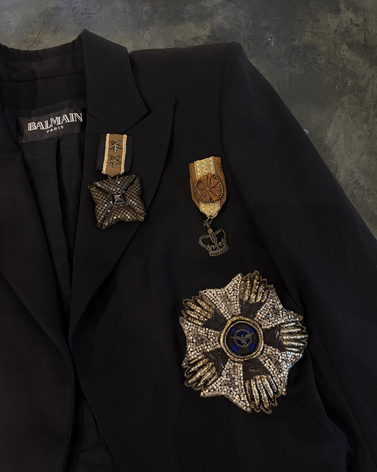 BALMAIN SS2010 RUNWAY EMBELLISHED BLACK WOOL TAIL COAT
