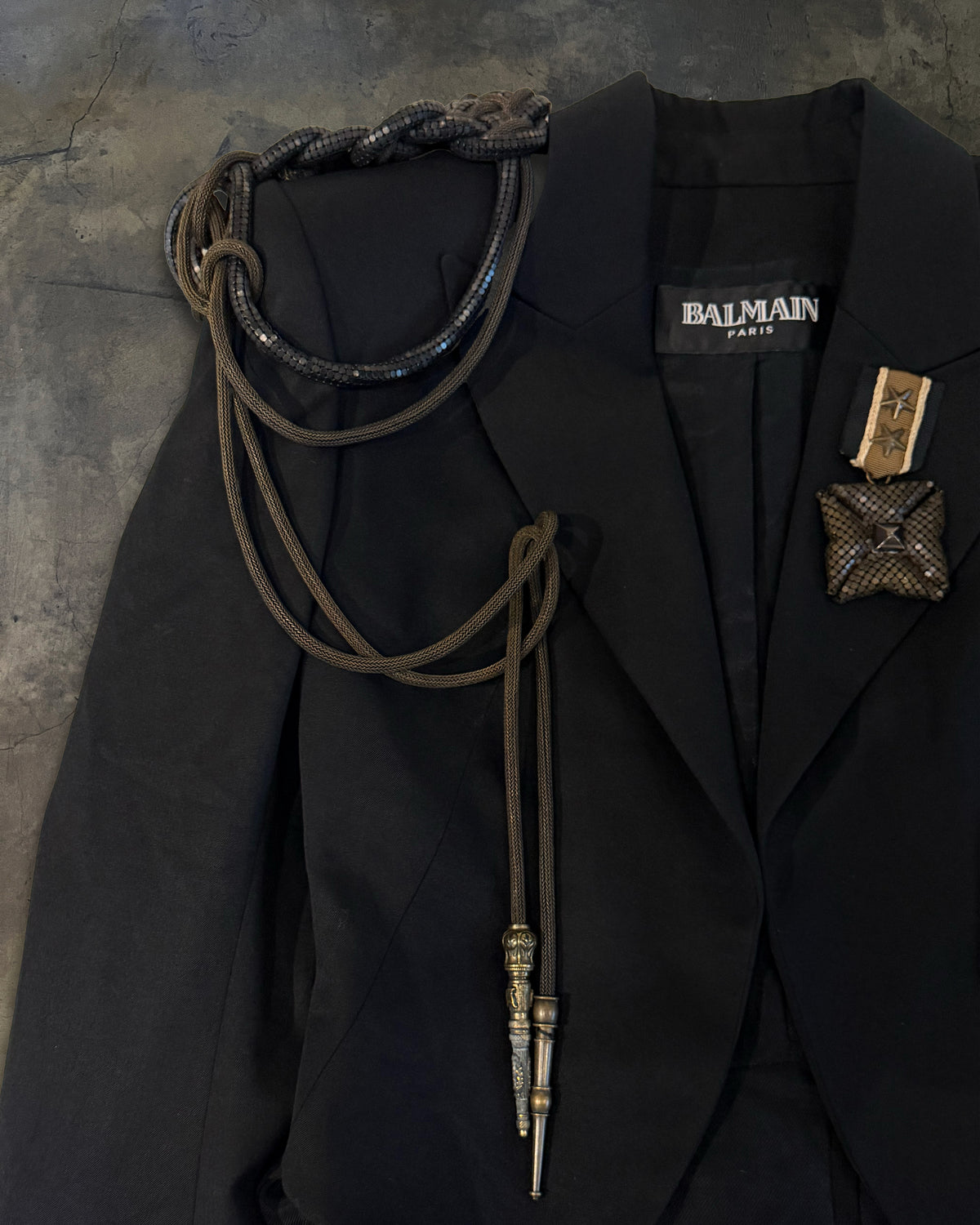BALMAIN SS2010 RUNWAY EMBELLISHED BLACK WOOL TAIL COAT