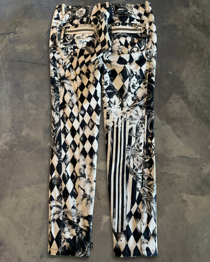 BALMAIN RESORT 2013 FLORAL CHECKERED BIKER DENIM