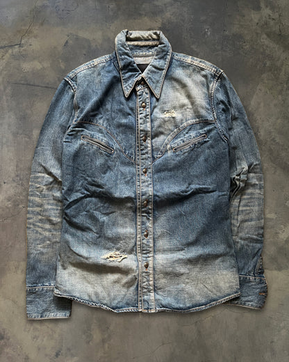 ISAMU KATAYAMA BACKLASH LEATHER REPAIR DENIM SHIRT ★★★