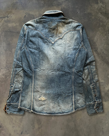 ISAMU KATAYAMA BACKLASH LEATHER REPAIR DENIM SHIRT ★★★