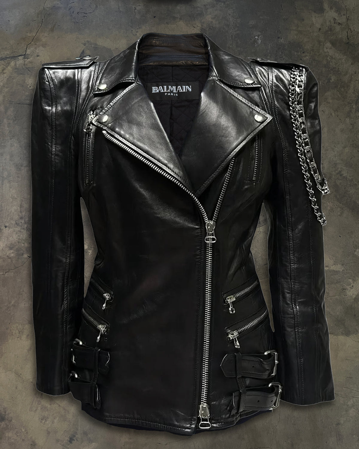 BALMAIN FW2009 RUNWAY CHAIN LAMBSKIN JACKET