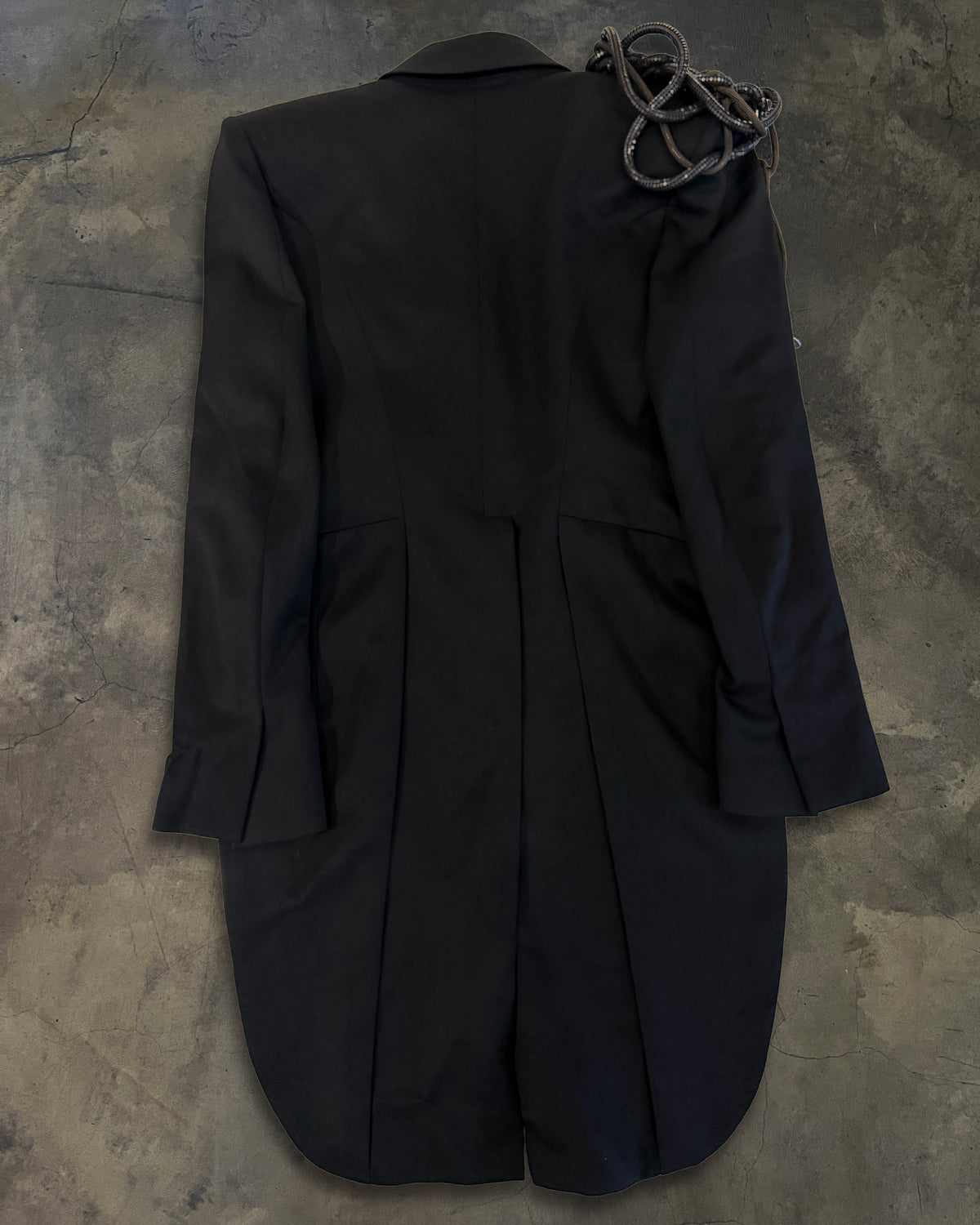 BALMAIN SS2010 RUNWAY EMBELLISHED BLACK WOOL TAIL COAT