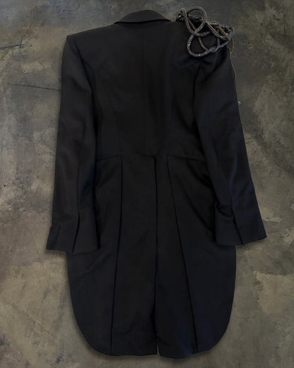 BALMAIN SS2010 RUNWAY EMBELLISHED BLACK WOOL TAIL COAT