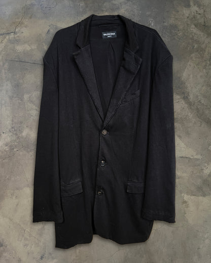 BALENCIAGA AW2021 “AFTERWORLD” WORN OUT DISTRESSED COTTON BLAZER JACKET