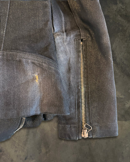 BALMAIN AW2011 DISTRESSED DENIM MULTI ZIPPER BIKER JACKET