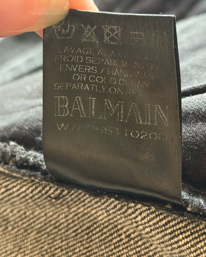 BALMAIN SS2014 CRASH BLACK BIKER DENIM