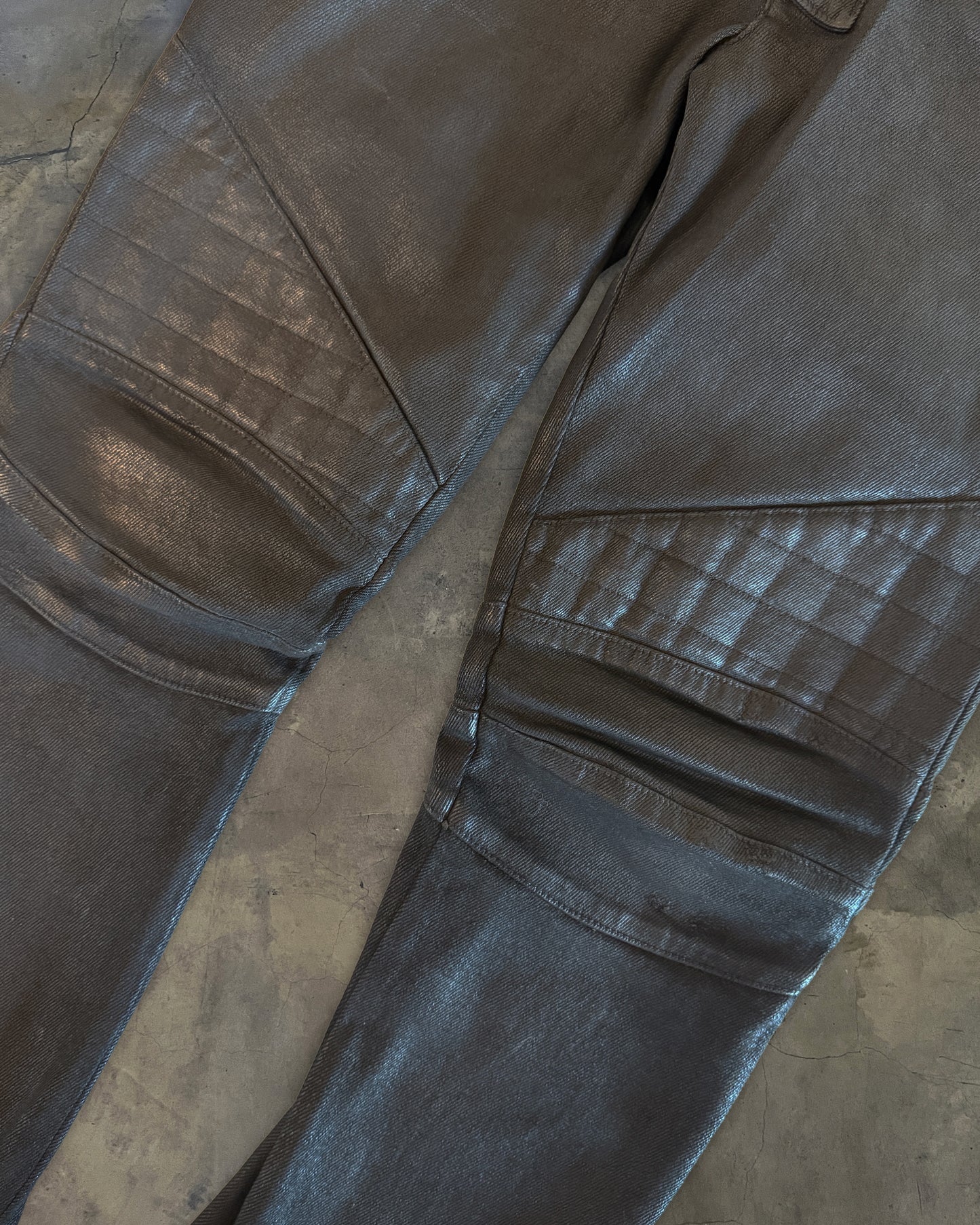 BALMAIN H&M WAXED BIKER DENIM
