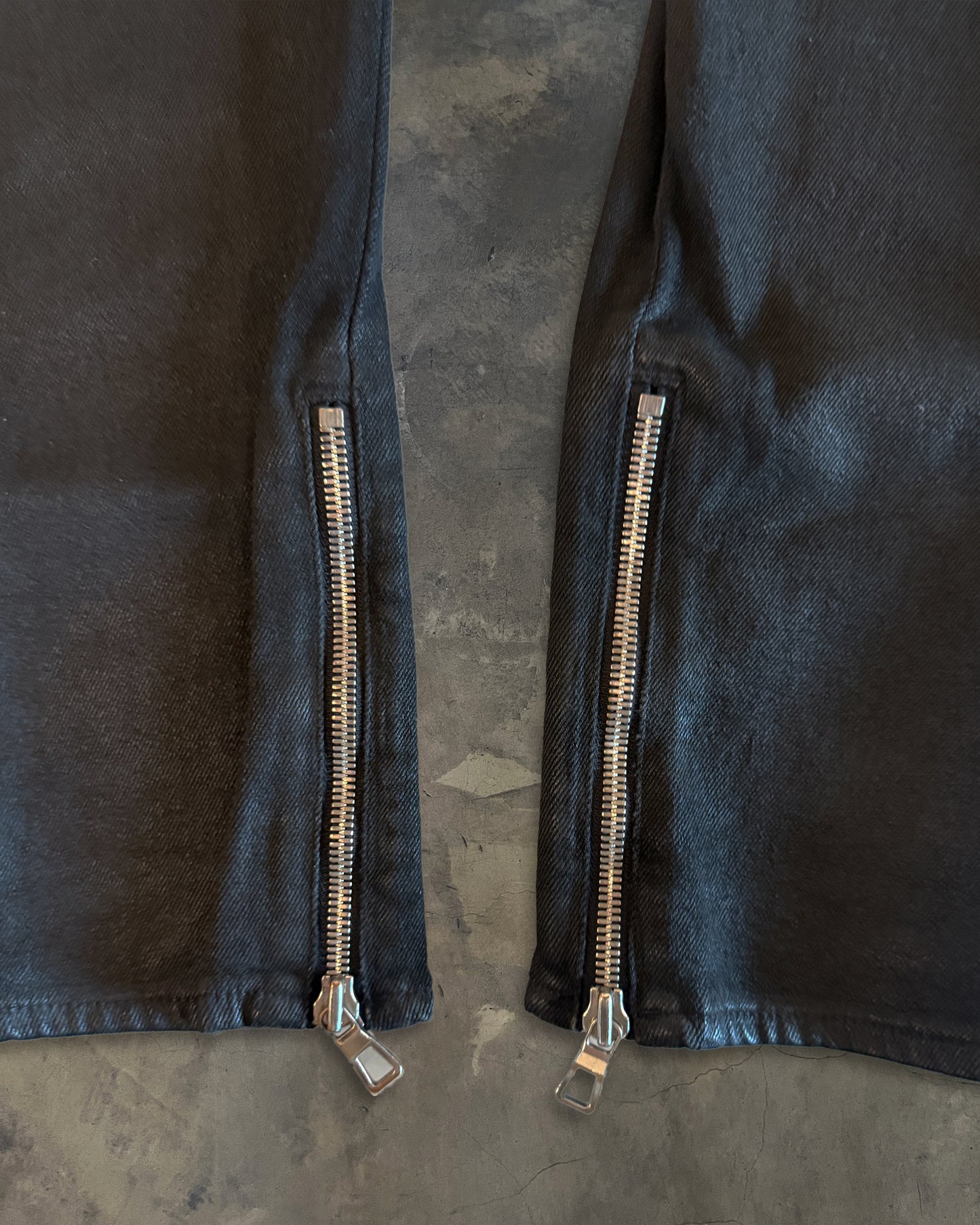 BALMAIN H&M WAXED BIKER DENIM