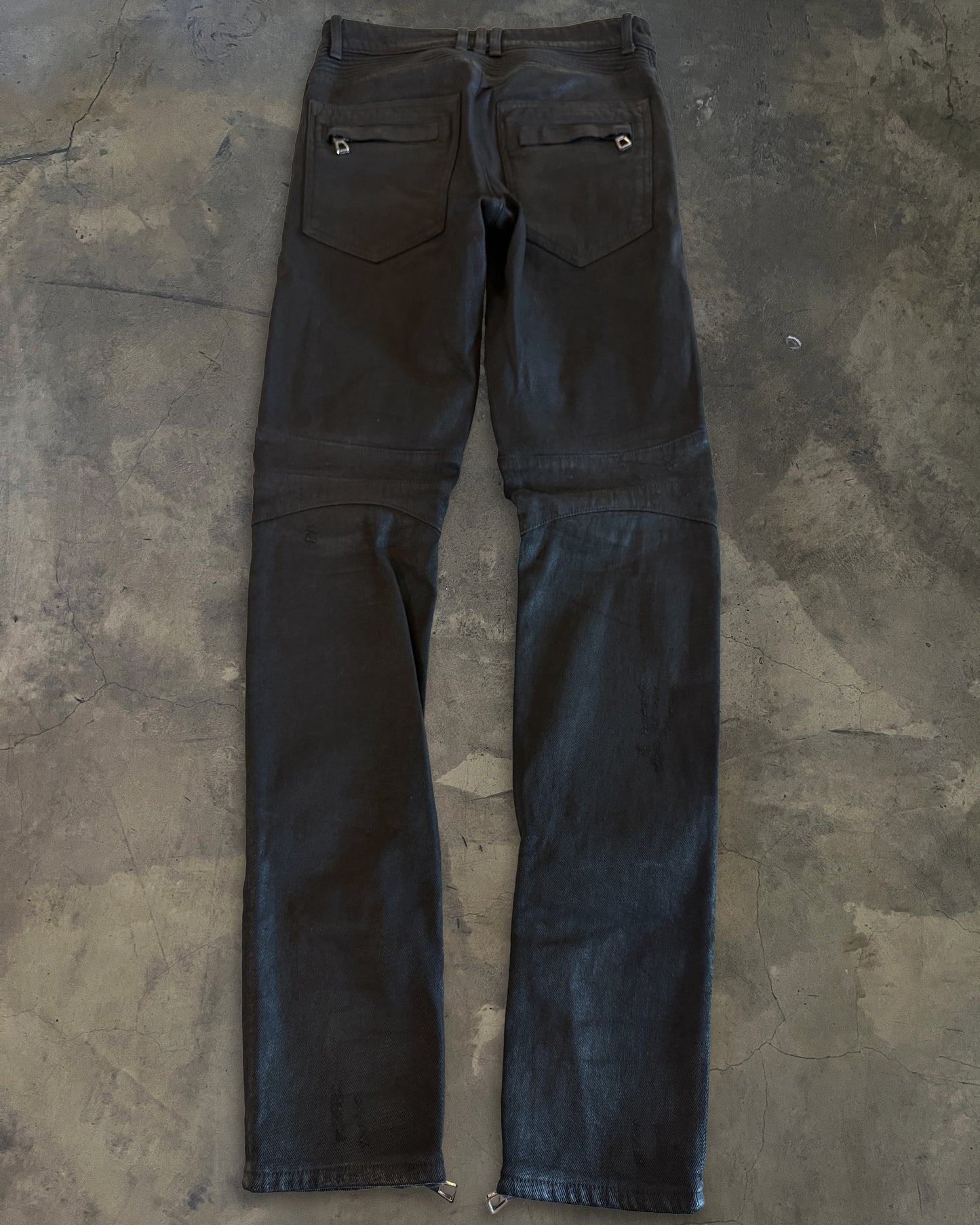 BALMAIN H&M WAXED BIKER DENIM