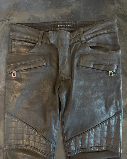 BALMAIN H&M WAXED BIKER DENIM