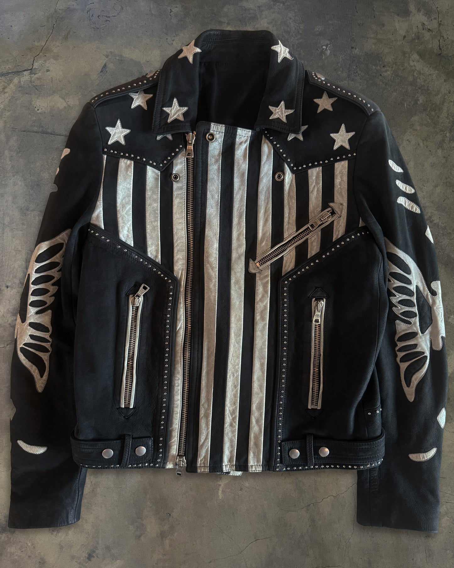 BALMAIN SS2014 AMERICAN FLAG BIKER JACKET