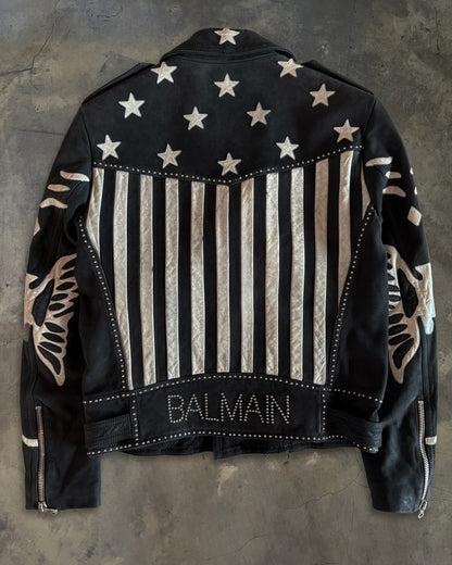 BALMAIN SS2014 AMERICAN FLAG BIKER JACKET