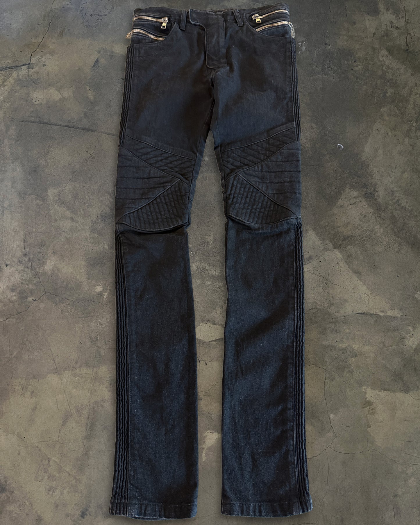 BALMAIN AW2014 ZIP WAIST BIKER DENIM