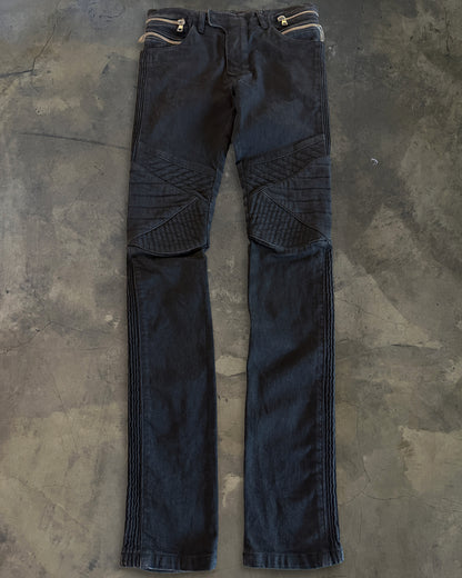 BALMAIN AW2014 ZIP WAIST BIKER DENIM
