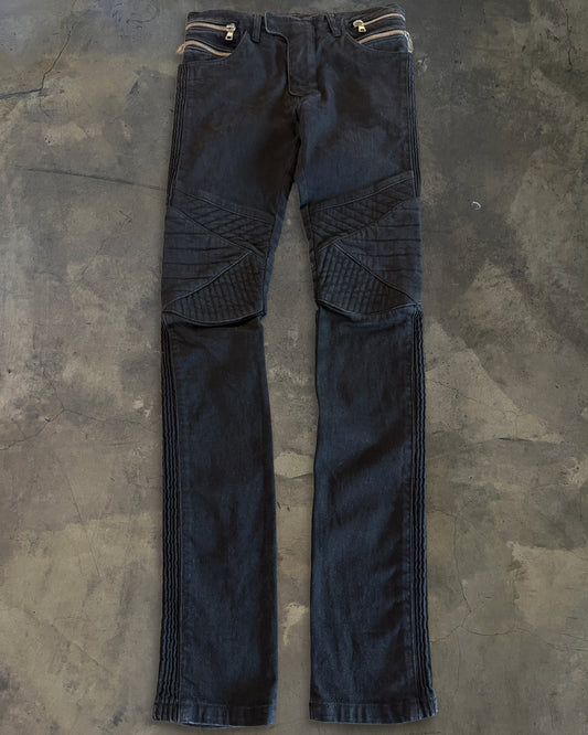 BALMAIN AW2014 ZIP WAIST BIKER DENIM