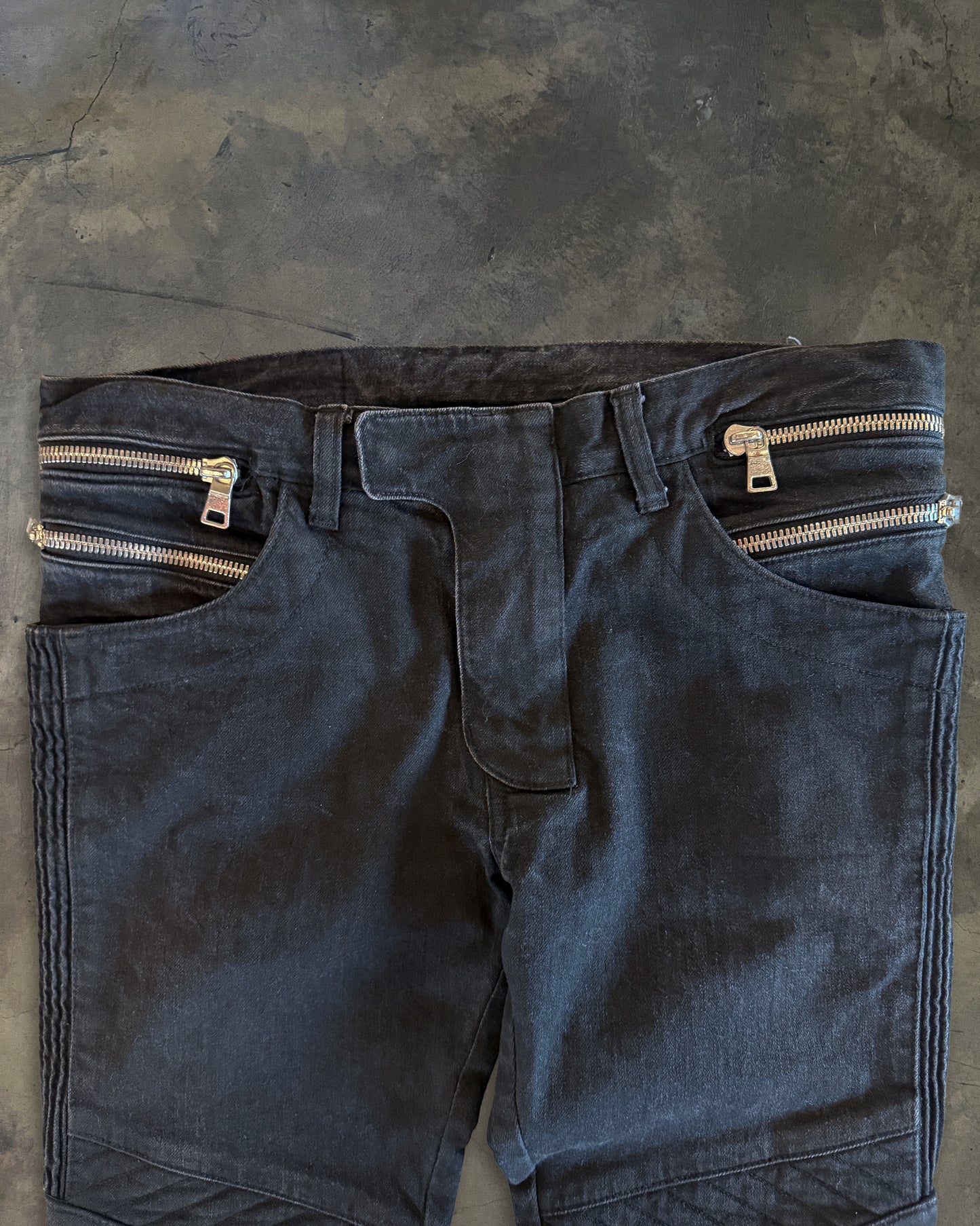 BALMAIN AW2014 ZIP WAIST BIKER DENIM