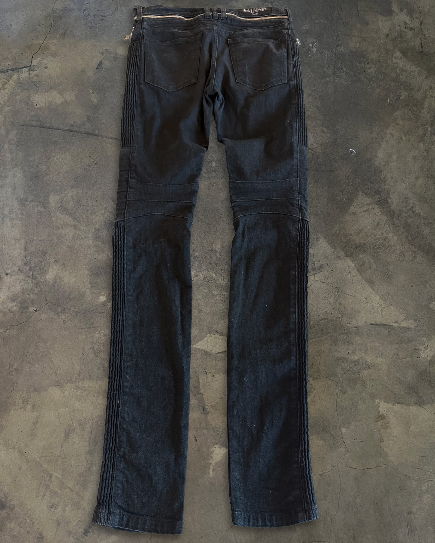 BALMAIN AW2014 ZIP WAIST BIKER DENIM