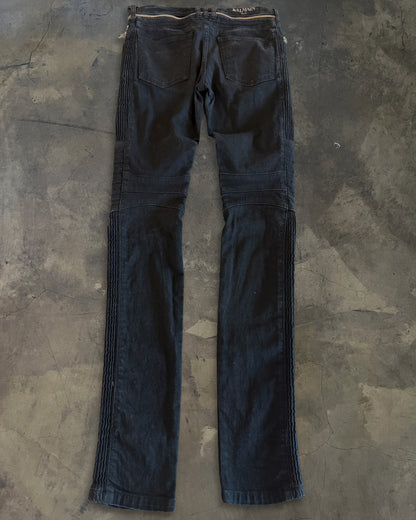 BALMAIN AW2014 ZIP WAIST BIKER DENIM