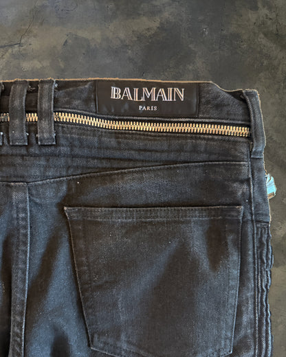 BALMAIN AW2014 ZIP WAIST BIKER DENIM