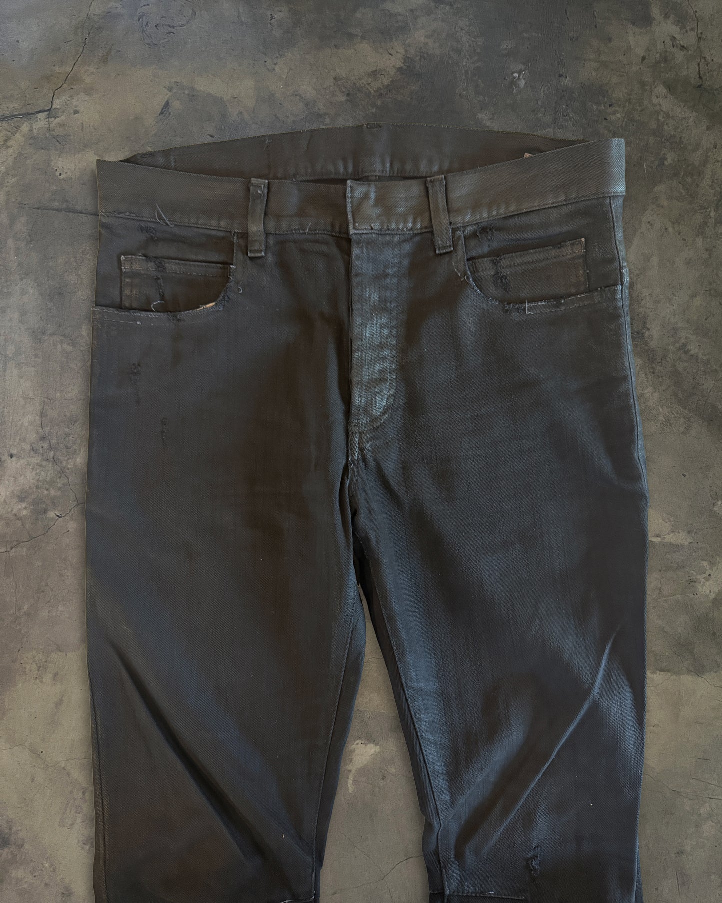 BALMAIN SS2012 WAXED JEANS