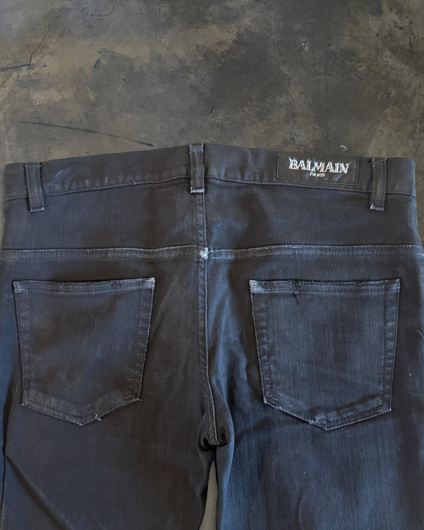 BALMAIN SS2012 WAXED JEANS