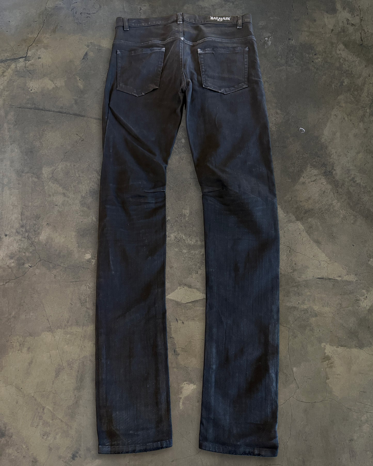 BALMAIN SS2012 WAXED JEANS