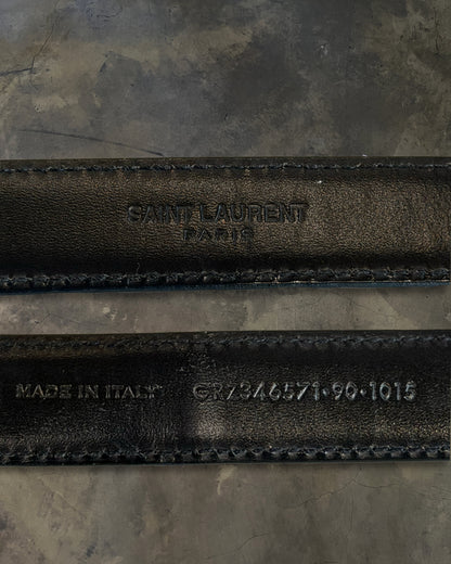SAINT LAURENT CROC EMBOSSED WESTERN BELT