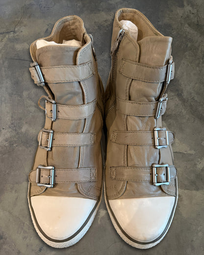 ASH BEIGE BUCKLED HIGH TOPS