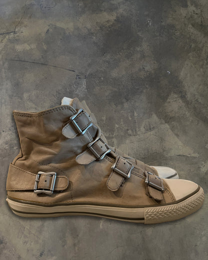ASH BEIGE BUCKLED HIGH TOPS