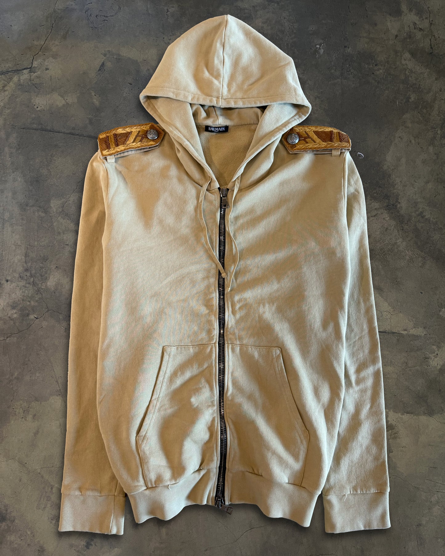BALMAIN SS2013 EPAULET MILITARY HOODIE