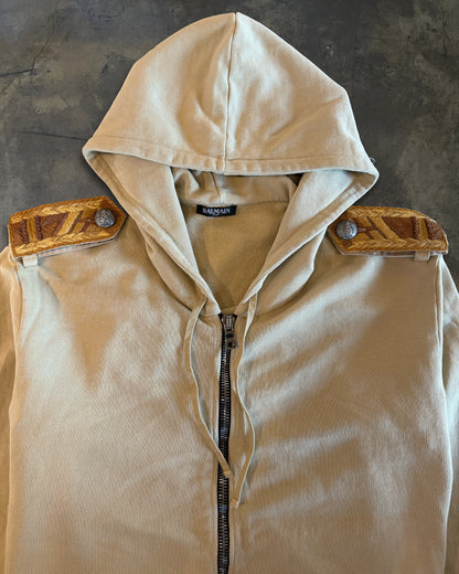 BALMAIN SS2013 EPAULET MILITARY HOODIE