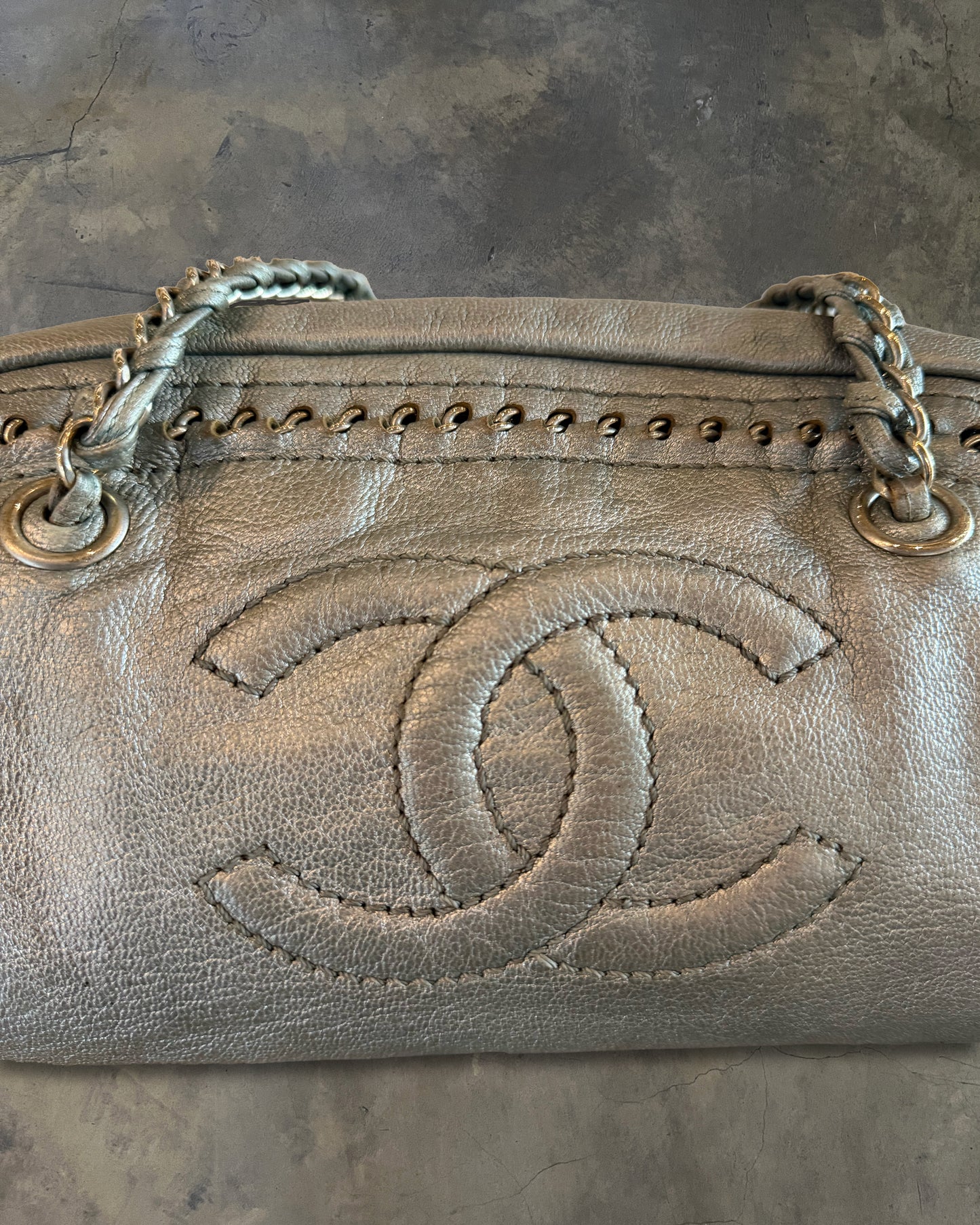 CHANEL 2006 CC LUX LIGNE METALLIC BOWLING BAG
