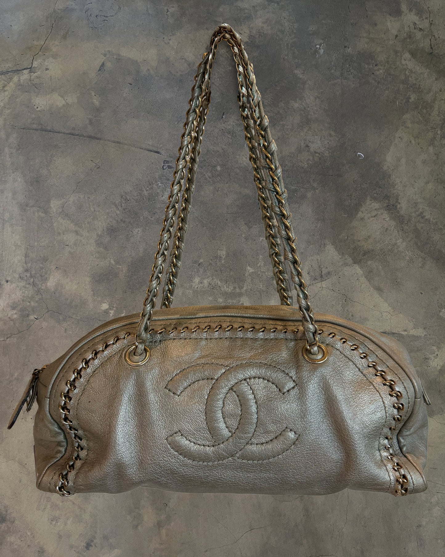 CHANEL 2006 CC LUX LIGNE METALLIC BOWLING BAG