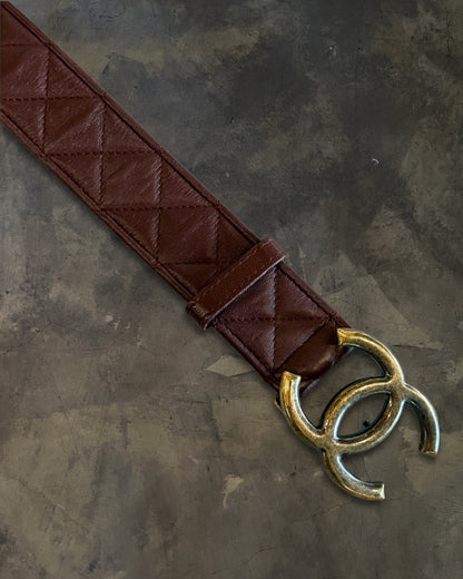 CHANEL PIG BLOOD QUILTED CC LAMBSKIN BELT