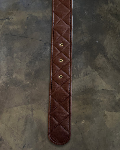 CHANEL PIG BLOOD QUILTED CC LAMBSKIN BELT