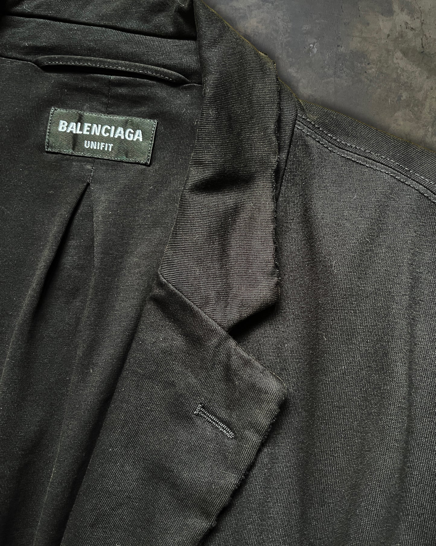 BALENCIAGA AW2021 “AFTERWORLD” WORN OUT DISTRESSED COTTON BLAZER JACKET