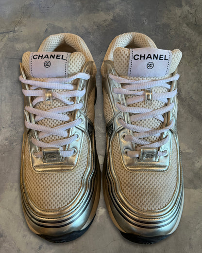 CHANEL CC LOGO METALLIC SNEAKERS
