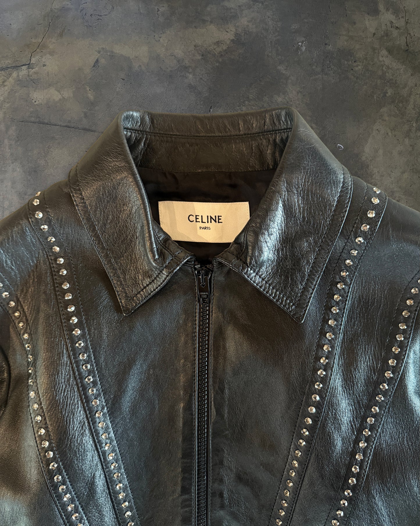 CELINE SS2019 BEJEWELLED LEATHER JACKET