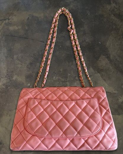 CHANEL 2009 SAKURA PINK QUILTED LAMBSKIN SINGLE FLAP