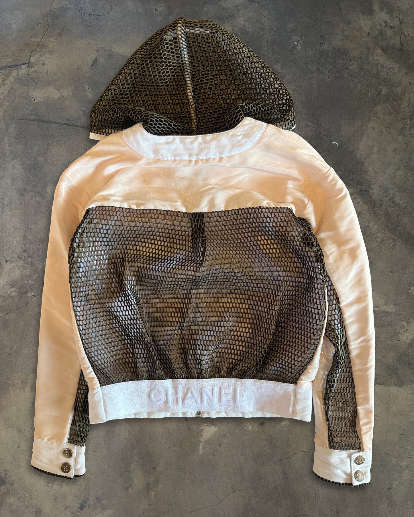 CHANEL SS2017 PEARL MESH BACK JACKET