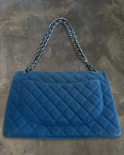 CHANEL 2013 BLUE CAVIAR MAXI DOUBLE FLAP BAG