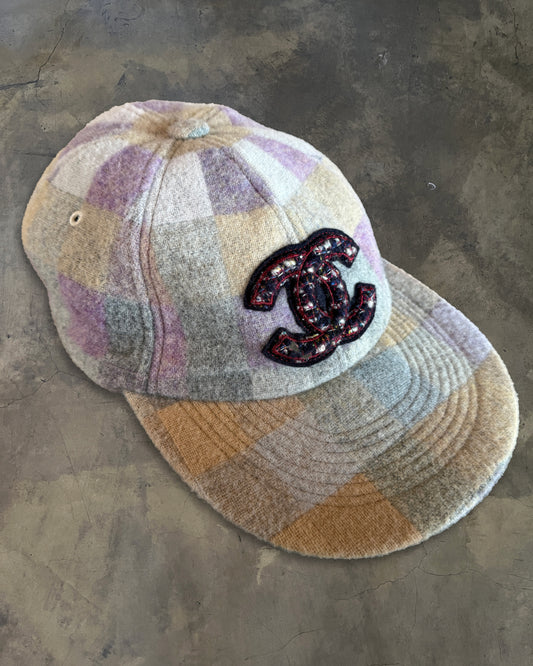 CHANEL WOOL CC TWEED BASEBALL CAP