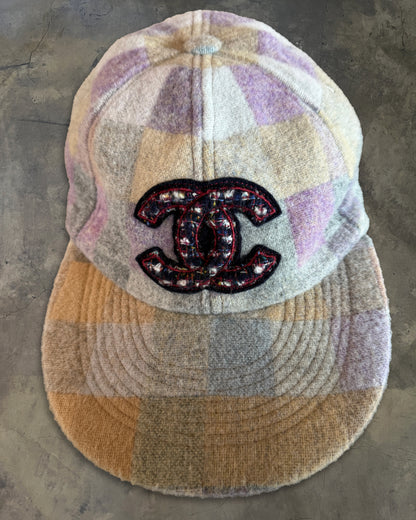 CHANEL WOOL CC TWEED BASEBALL CAP