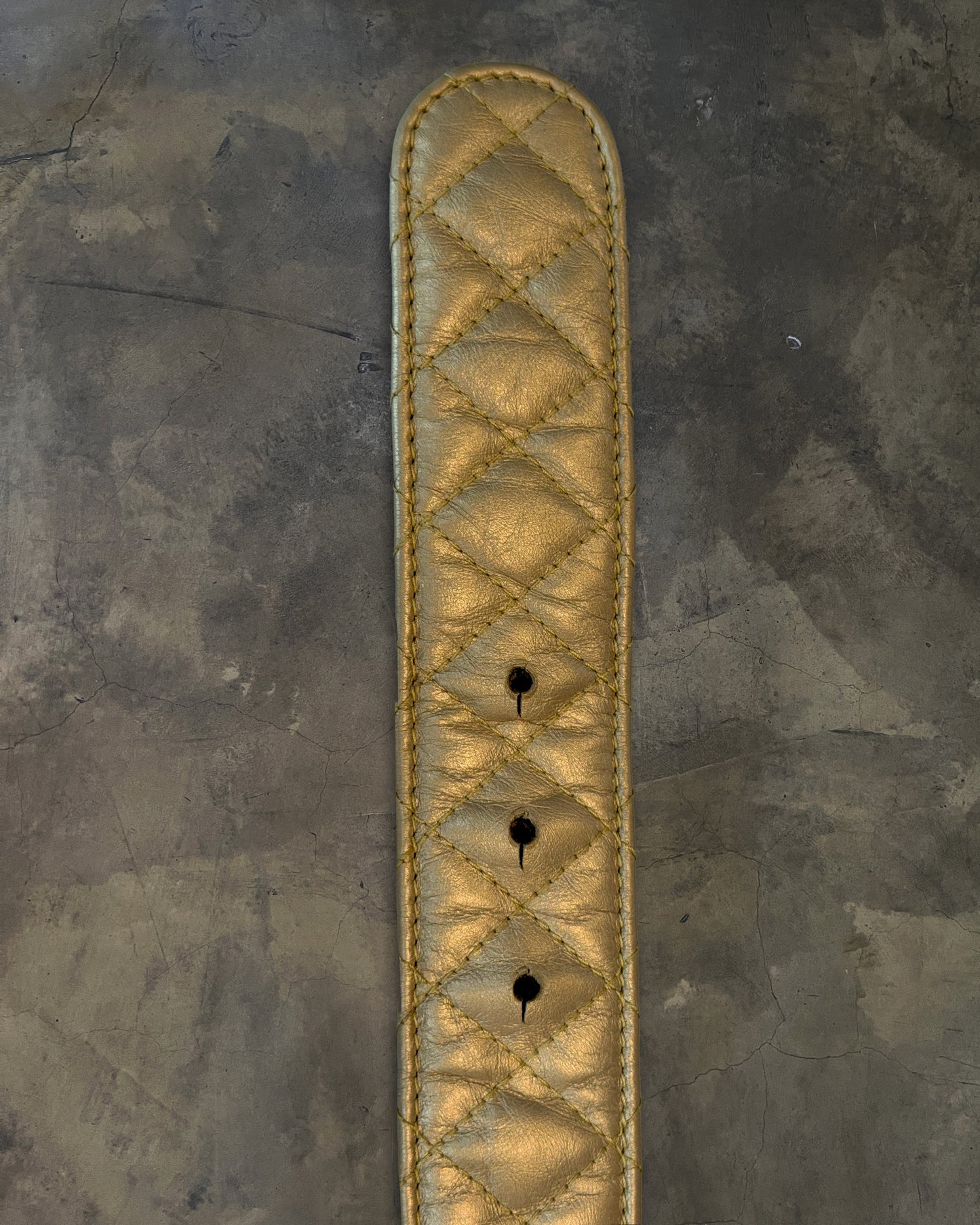 CHANEL GOLD QUILTED LAMBSKIN STUDDED CC BELT