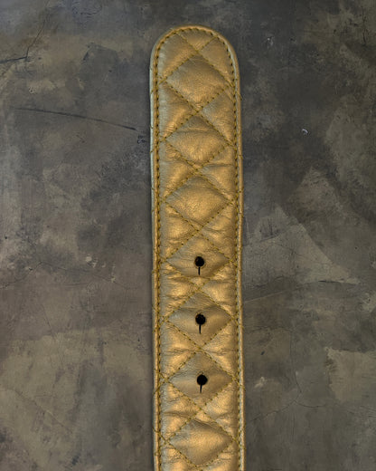 CHANEL GOLD QUILTED LAMBSKIN STUDDED CC BELT
